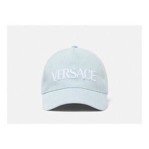 Versace EMBROIDERED LOGO DENIM BASEBALL CAP - light blue